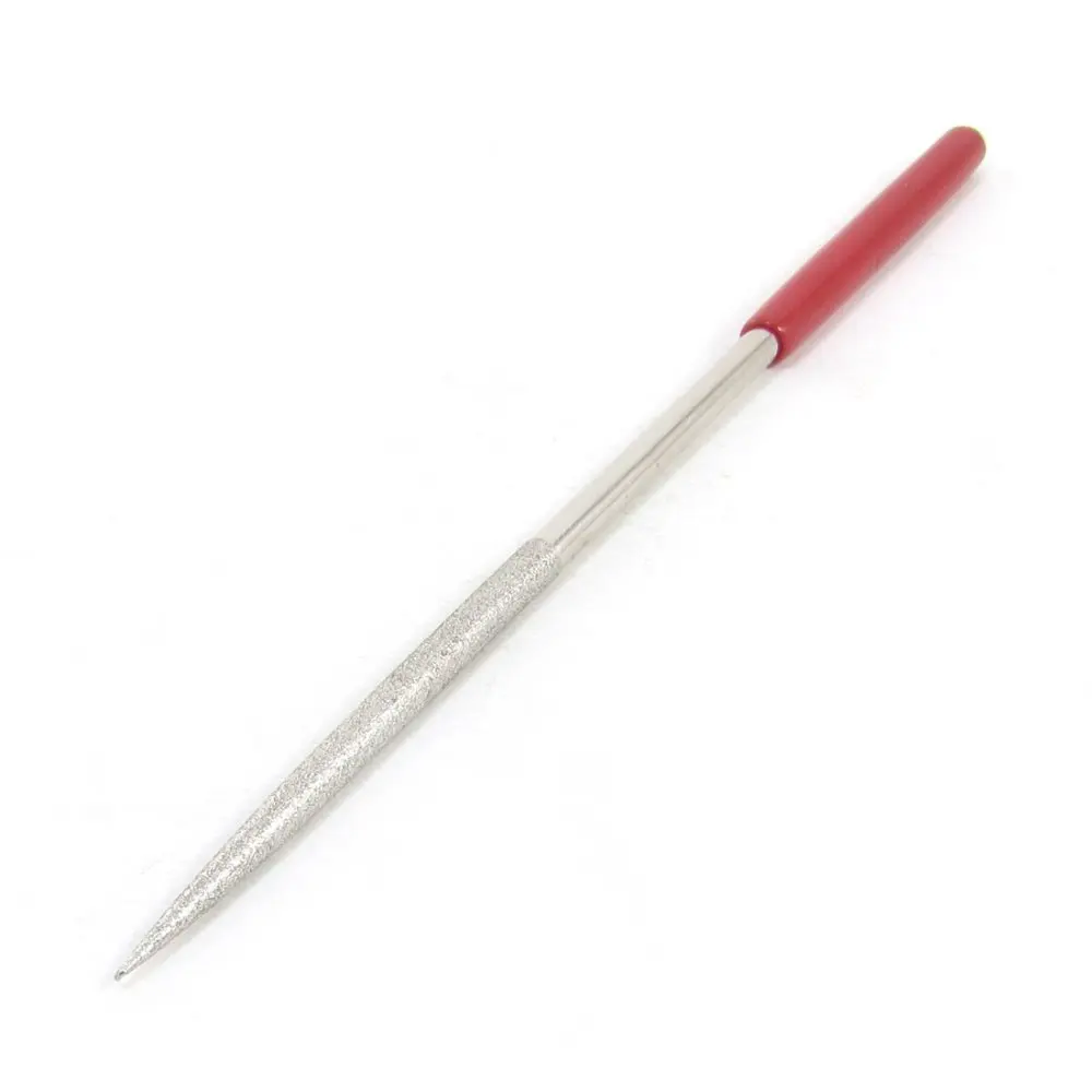 

UXCELL Hot Sale Red Plastic Handle Rock Diamond 5mm x 180mm Round Needle File