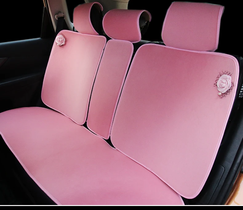 Розовая камелия Pearl Плюшевые универсальное автокресло подкладке аксессуары чехол сиденья Лук Авто Чехлы для девочек Для женщин