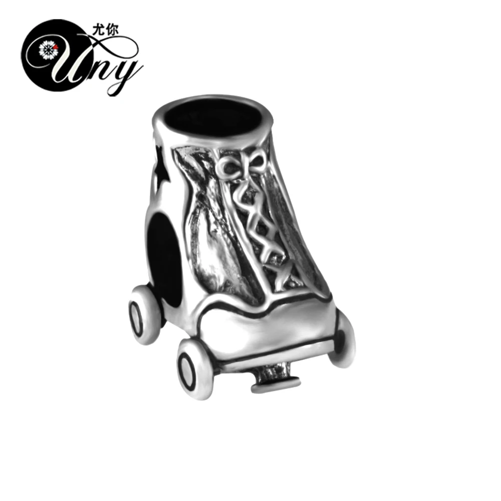 

UNY Beads Unique Vintage DIY European bead Fit Pandora charm bracelet Beads 925 Silver Roller Skates Spacer Bead Fit Pandora