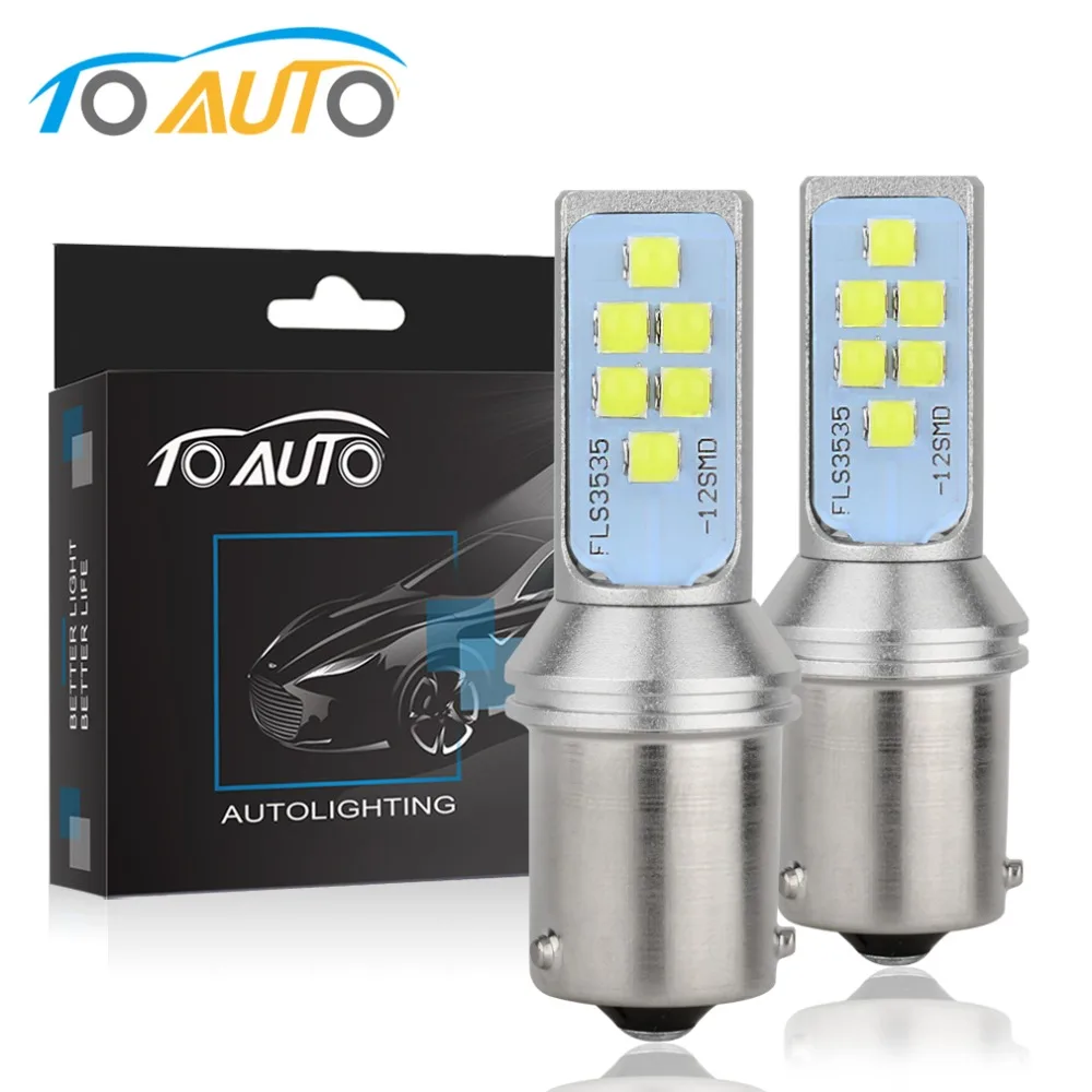2Pcs 1156 BAU15S PY21W LED Bulb 12 3535SMD 6000K White Yellow Amber Red Car Turn Signal Lamp Brake Tail Light Auto 12V | Автомобили и