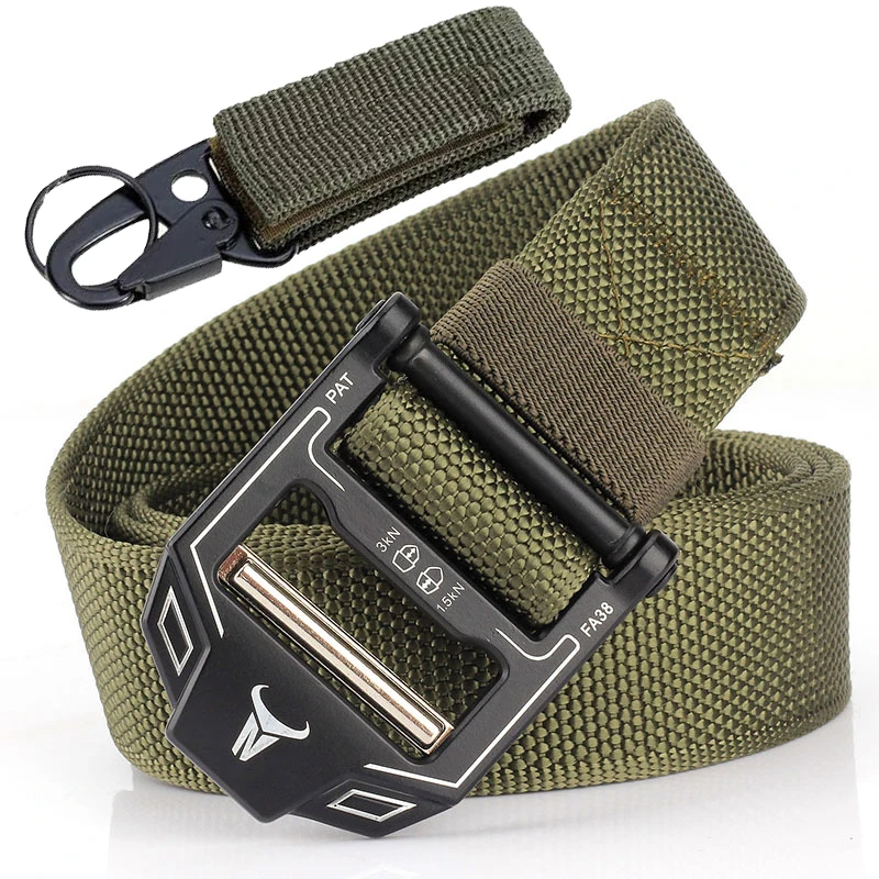 Green Belt Match Военная техника тактический ремень мужской с металлической пряжкой утолщенные холщовые брюки ремни пояс мужской ремень нейлоновый пояс для охоты - Цвет: Green Belt Match