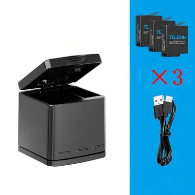 TS-D Для GoPro Hero 5/6/7 Blcak батарея с тремя портами USB зарядное устройство Комплект для Go Pro Hero 7 6 5 черный экшн Спортивная камера аксессуары - Цвет: TS-D