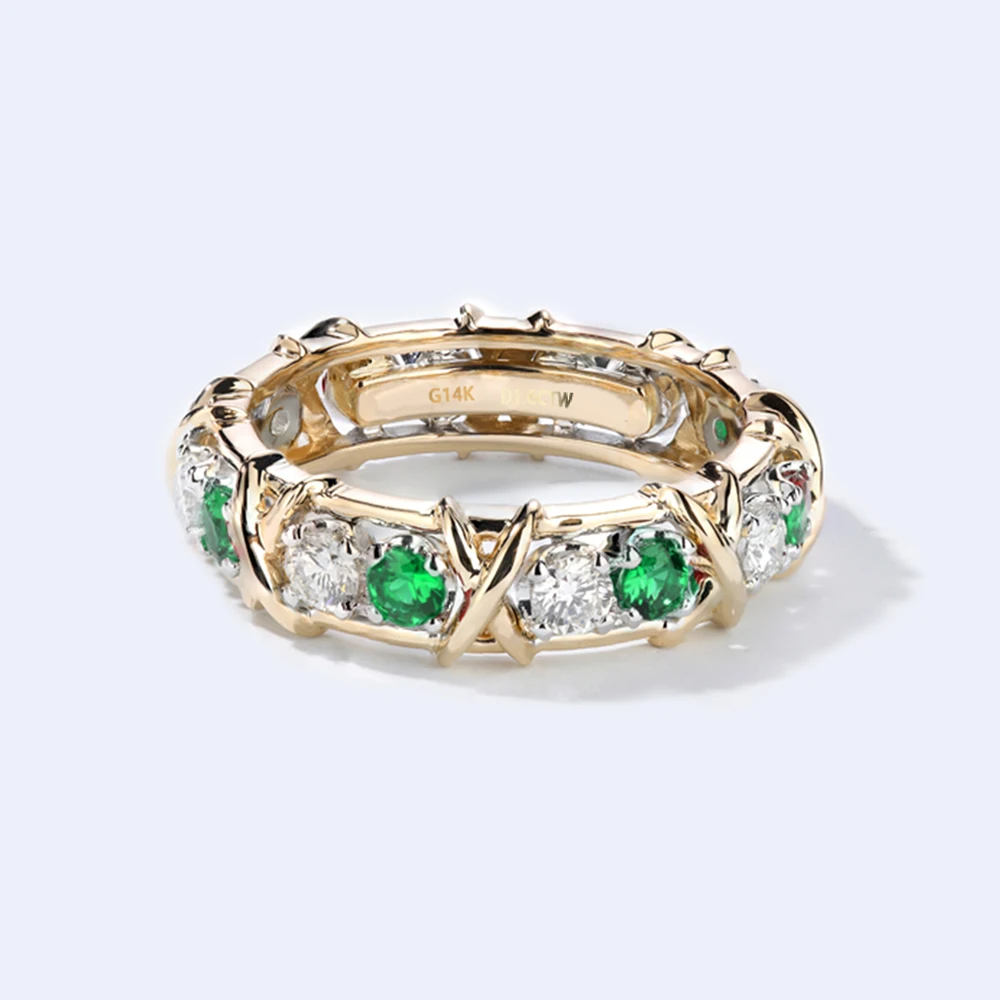 1,6 CTW Carat Lab Grown DF Moissanite Сапфир, рубин Eternity Band Solid 14K желтое золото обручальное кольцо на головщину