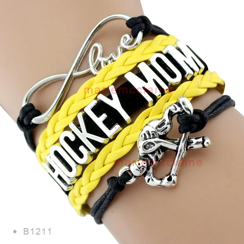 Горячая Распродажа модные бесконечные любовь Блюз хоккеиста мама ювелирные изделия Кожаный Плетеный обруч браслеты для женщин - Окраска металла: B1211