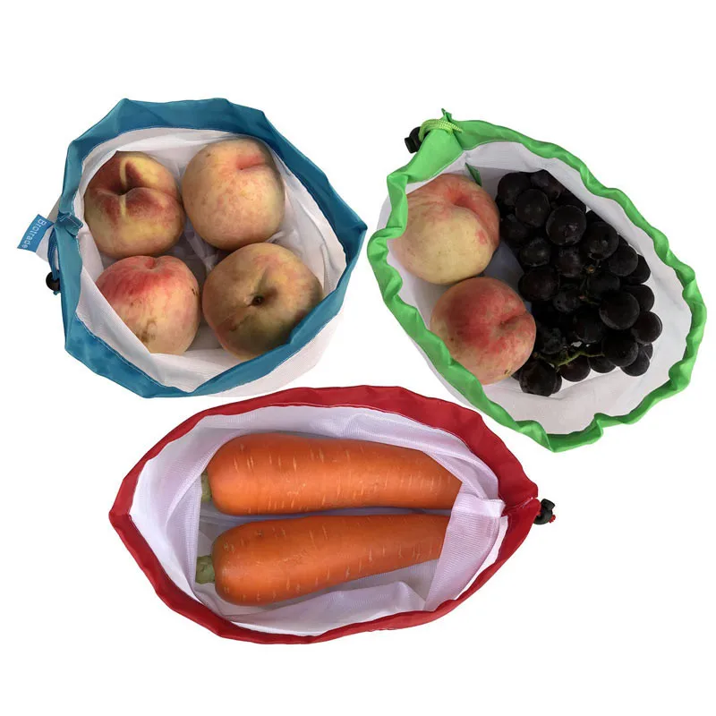 Многоразовые мешки для продуктов из хлопка 15 шт. овощей сетчатые пакеты с