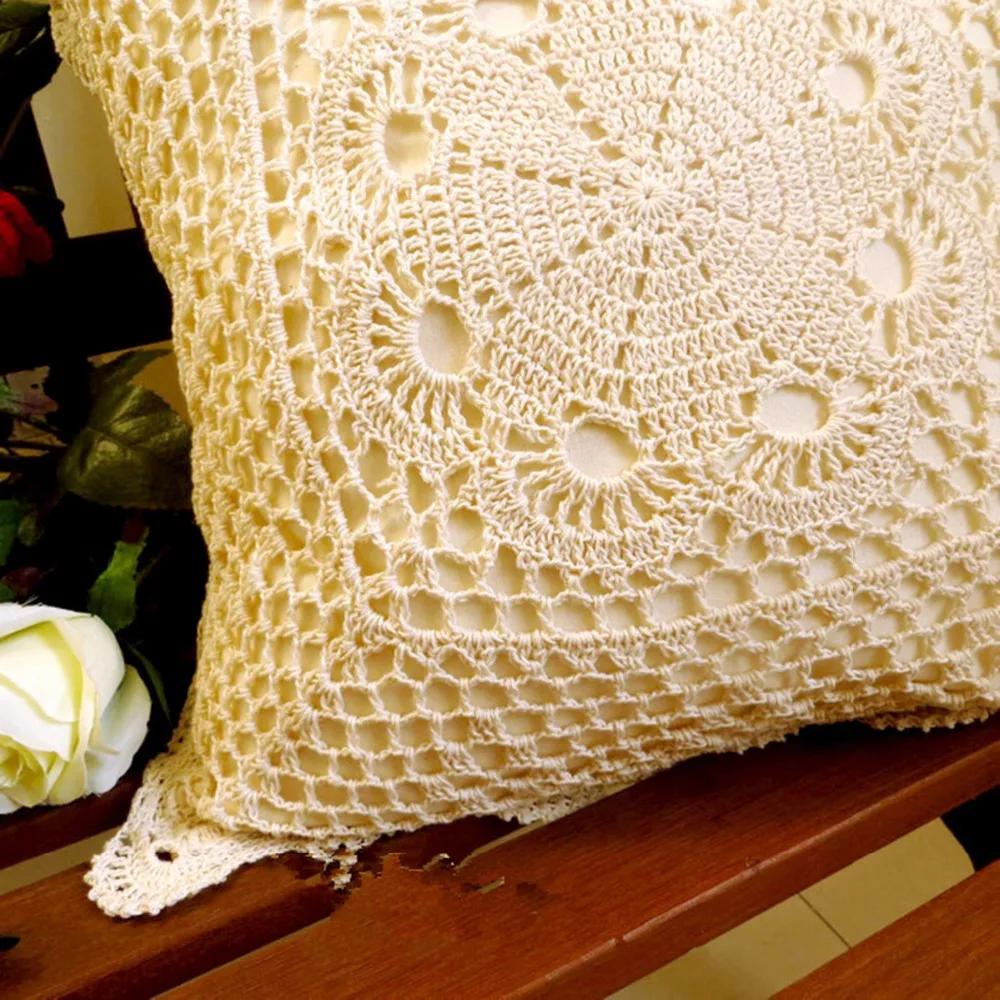 100% Cotton HandMade Crochet Cushion Cover Pillow 40 x40 cm Vintage Floral Hand knitting Pastoral | Дом и сад