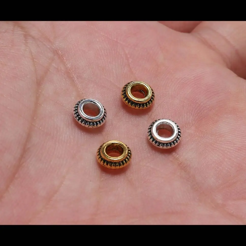 

50pcs/lot 7mm Circular Flat Loose Spacer Beads Charm Bracelet Metal Beads For DIY Jewelry Making Supplies Findings Accessories