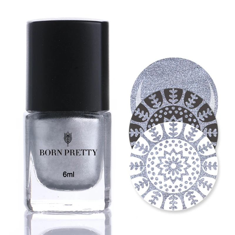 6 мл Born Pretty лак для ногтей искусство штамповочный Лак Серебряный Маникюр Vernis |