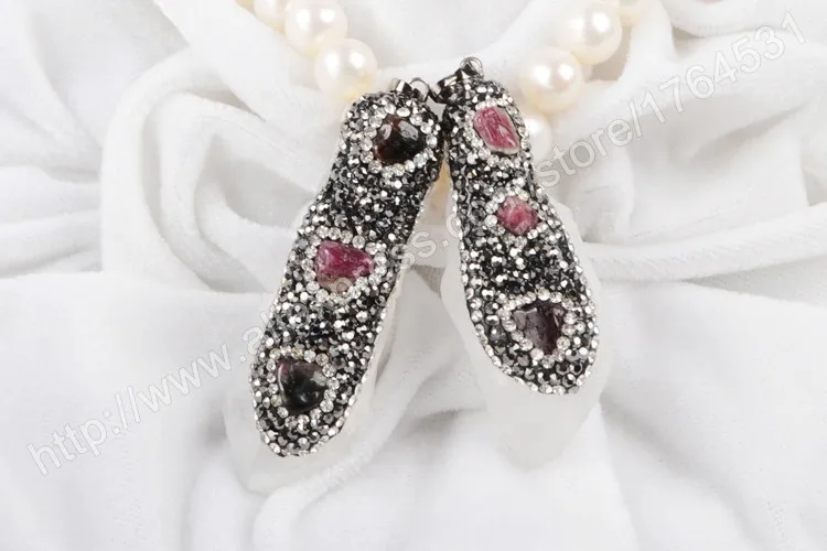 BOROSA Druzy длинный кристалл натурального кварца ТОЧКА с ассорти натуральный Подвеска из камней бисера выложенный циркон для ожерелья JAB313
