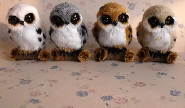 Миниатюрная искусственная игрушка в виде совы 10x7 см, 1 партия/4 штуки, полиэтилен и мех ручной работы, реквизит, декоративный подарок A0099 Миниатюрная искусственная игрушка в виде совы 10x7 см, 1 партия/4 штуки, полиэтилен и мех ручной работы, реквизит, декоративный подарок A0099