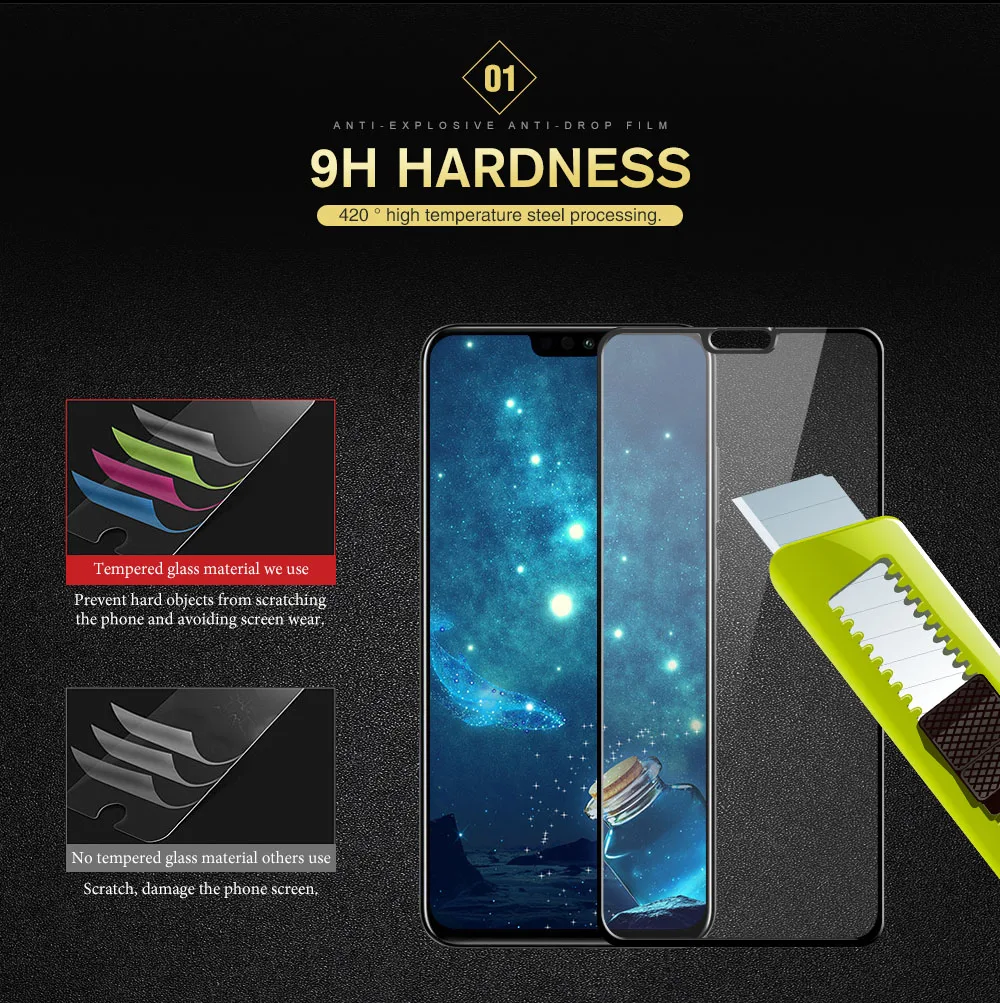 3D закаленное стекло для Huawei Honor 8X Защита экрана 9X 9 10 Lite 20 Pro P30 Note защитное