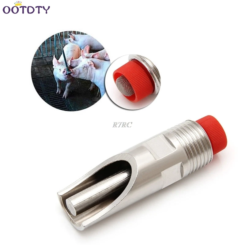 

New Stainless Steel Duck-Billed Automatic Pig Water Nipple Drinker Plastic Cap Mouth may11_15