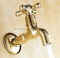 luxury gold color brass cross handle wall mount mop pool water tap faucet single handle cold water faucet nav123