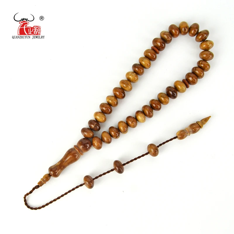 

MSL-007 High Quality Muslim Rosary Beads 33 Prayer Beads Natural Palm Fruit Kuka Tasbih Charm Bracelet 8x6mm wheel beads