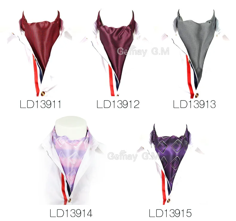 Men Vintage Wedding Ties Formal Cravat Ascot Scrunch Self British style Gentleman Polyester Neck Tie Luxury