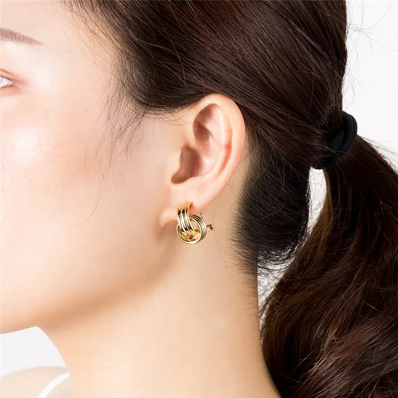 GS 316L Titanium Stainless Steel Earrings For Women Rose Gold Double Color Cross Earring Punk Pendientes Mujer aretes R5 | Украшения и