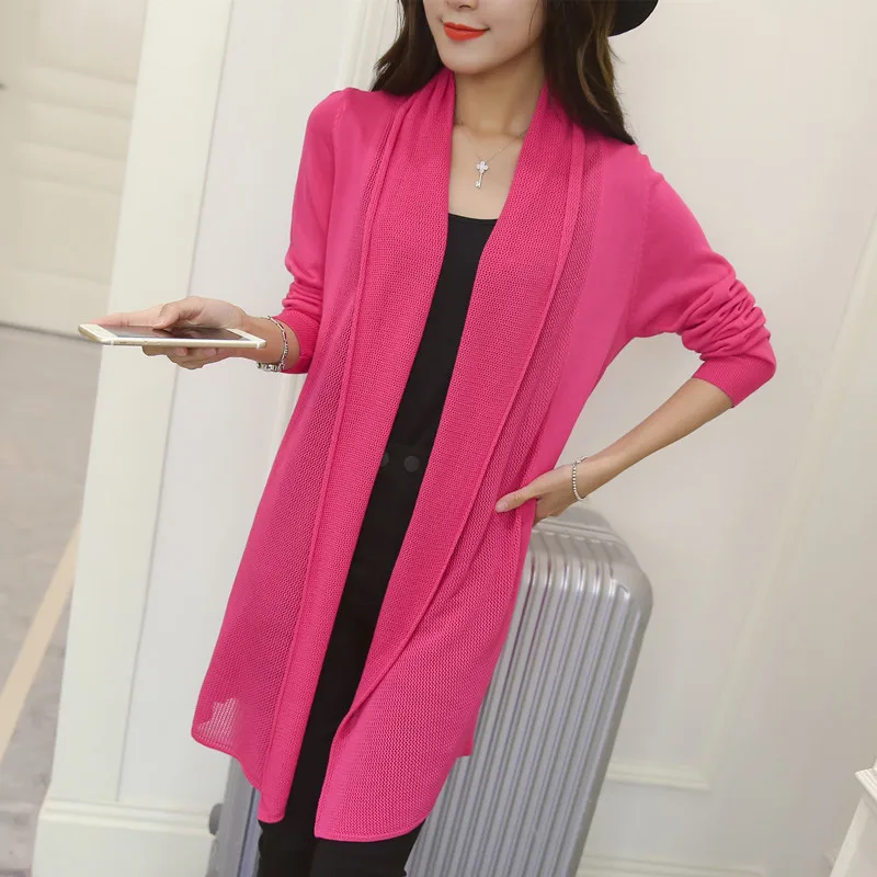 2021 spring summer air conditioning shirt women's medium-long long-sleeve loose sweater female cardigan thin outerwear OH100 |