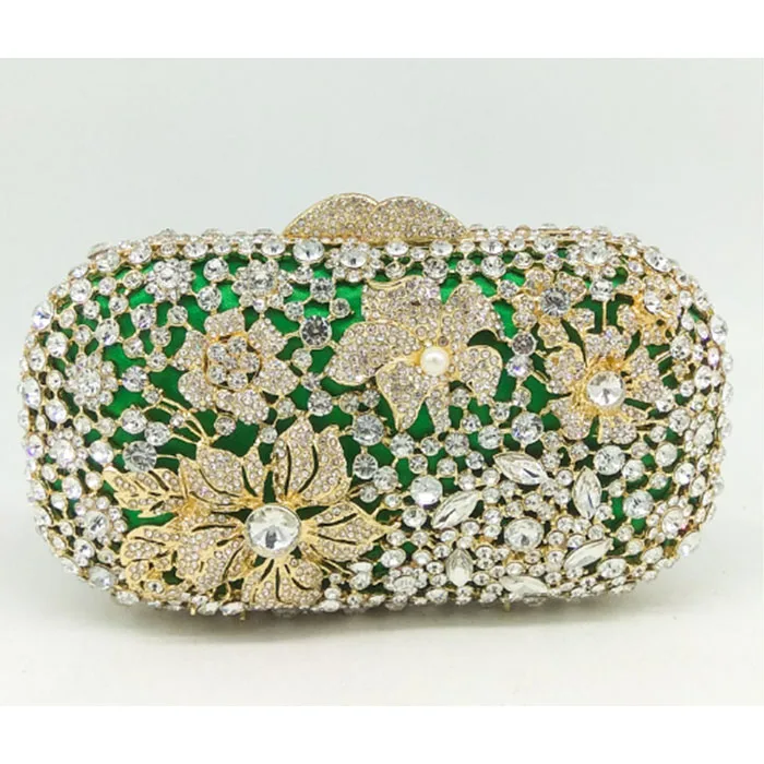 Ручная работа женский зеленый вечерний клатч Кристальный Жесткий Чехол
