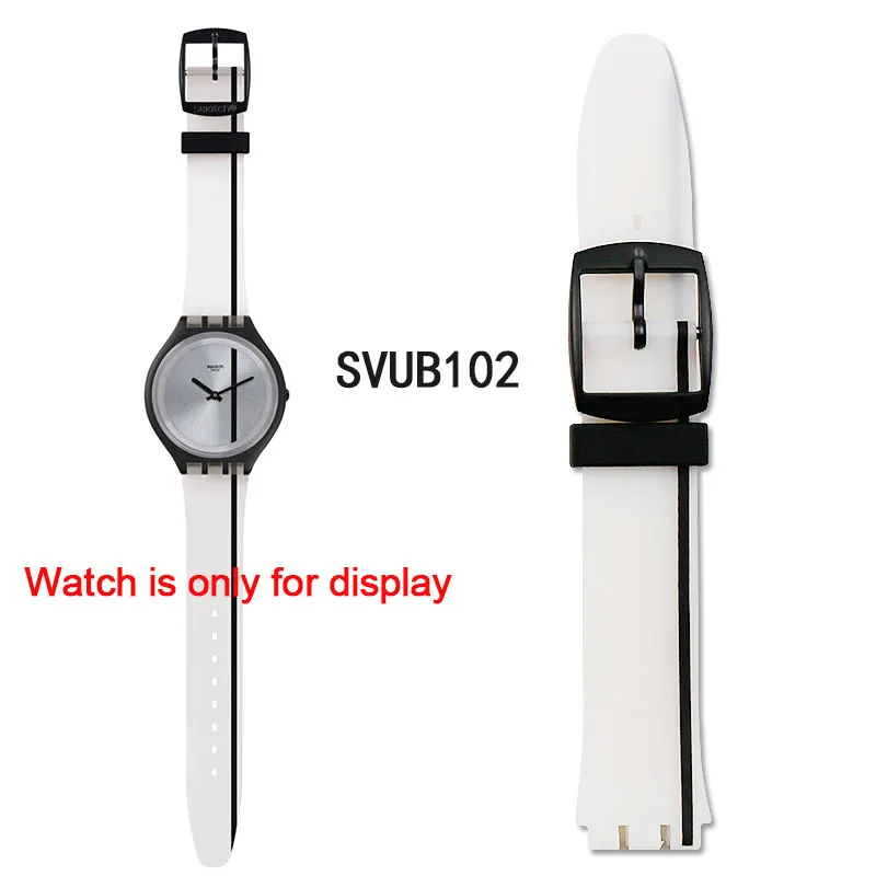 Силиконовый ремешок пряжка аксессуары для часов Swatch Кожа Лоскут SFK397SFK360SFK361 спортивный водонепроницаемый женский ремешок для часов - Цвет ремешка: SVUB102