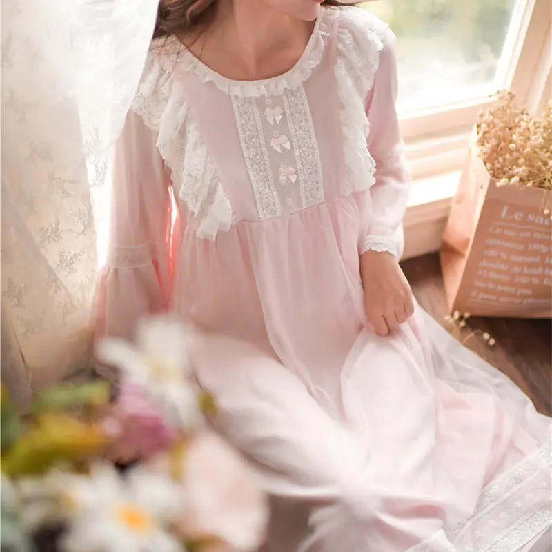 2019 винтажное кружевное платье до середины икры с рукавом-бабочкой ночная рубашка