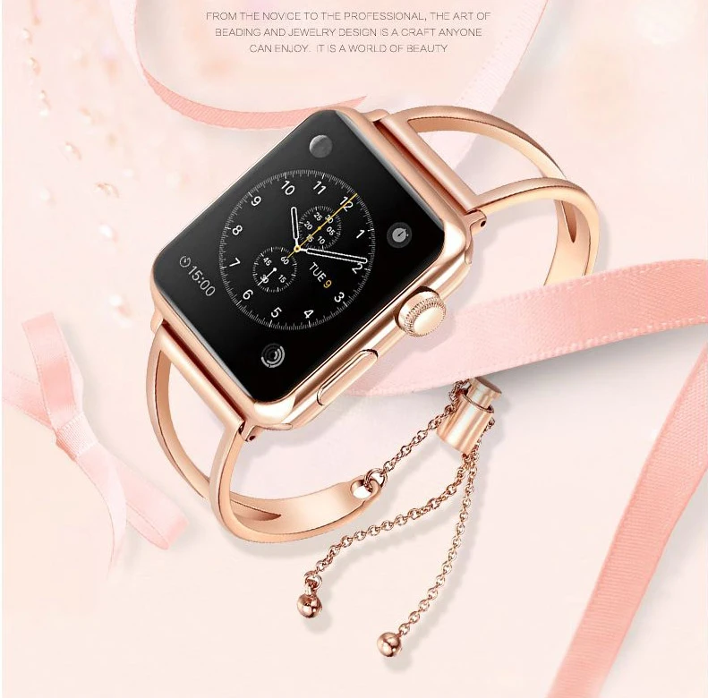 Для женщин, браслет, ремешок для наручных часов для Apple Watch, версии 3, 2 браслет наручных часов Iwatch 38/42 мм Нержавеющая сталь ремешок для Apple Watch 4 5 40/44 мм
