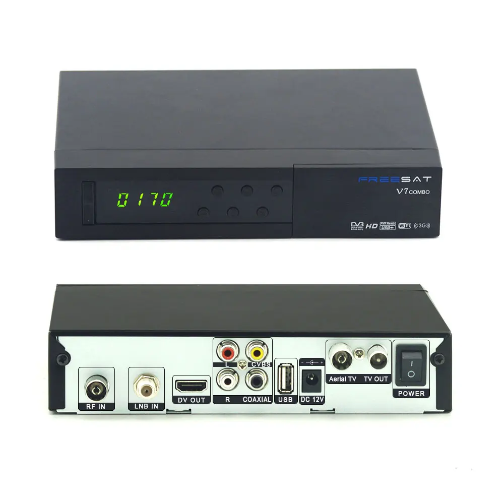 [Натуральная кожа] Freesat V7 комбо приемное устройство HD спутниковый ресивер DVB S2 T2