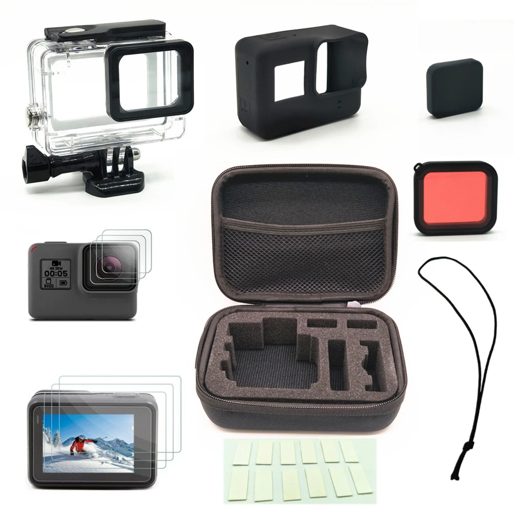 Для Go Pro Hero 5/6 аксессуары силиконовый чехол для iPhone X/iPhone крышка объектива/Водонепроницаемый Shell/набор