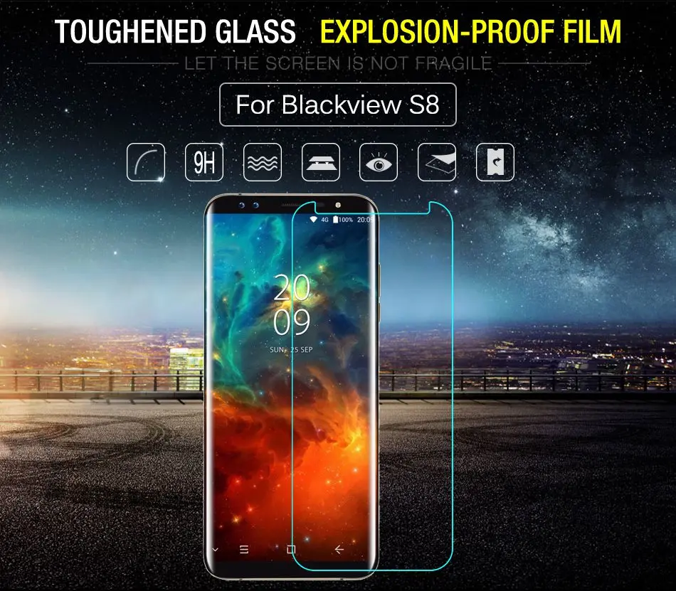 9 H 0.26 мм 2.5D для Blackview S8 закаленное Стекло Экран протектор Coque чехол про защитный