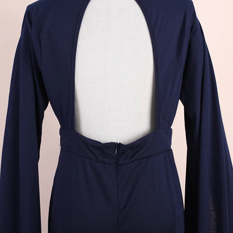 

Catsuit Polyester Hot Sale Sexy Bodysuit Temperament 2020 European And American Women's New Style Deep V Open Back Jumpsuit