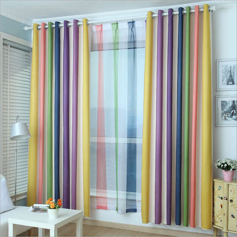 Цветные затемняющие жаккардовые шторы в европейском стиле для спальни полосатые