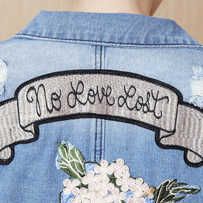 Новинка 2019 женская джинсовая куртка в Корейском стиле свободные топы с вышитыми