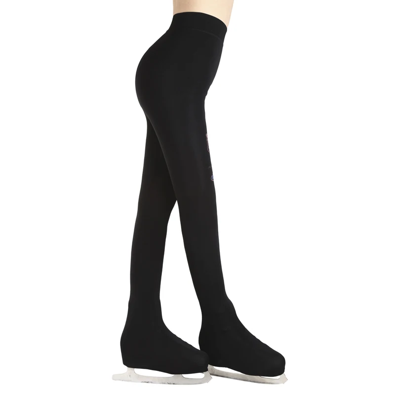 Подгонянные колготки для фигурного катания для девушек женские тренировочные соревнования Patinaje Катание на коньках теплый флис гимнастика кожа цвет 5