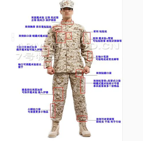 Мужская военная форма армии США цифровая камуфляжная тренировочная для пустыни