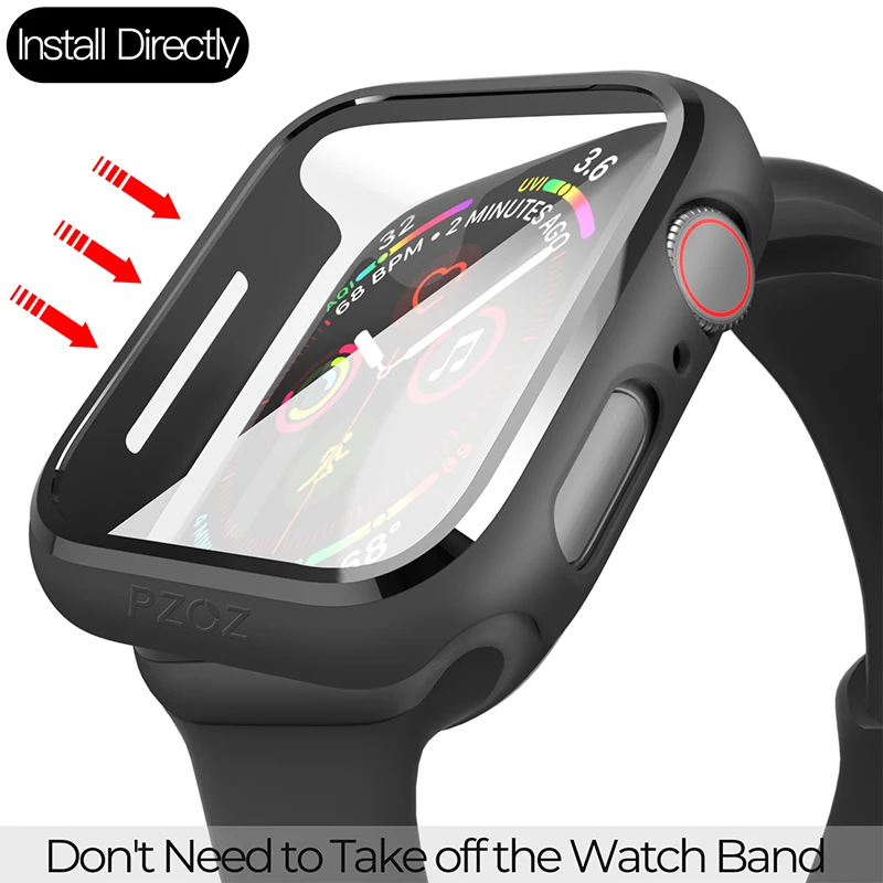PZOZ для apple watch 4 5 Чехол для часов 40 мм 44 мм чехол для apple watch 1 2 3 защитный чехол 38 мм 42 мм Защитная пленка для экрана