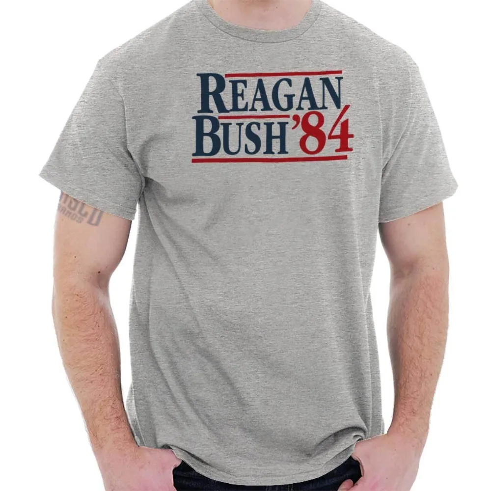 Мужские футболки мода 2019 Ronald Reagan George Bush 84 Акция США крутой подарок