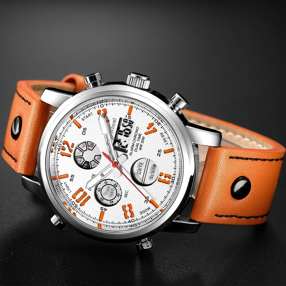 Мужские кварцевые часы Saat Relojes люксовый бренд в стиле ретро цифровые