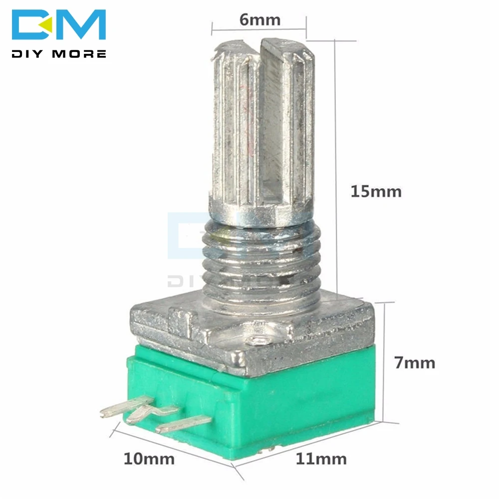 5 шт. роторный потенциометр B5K 10K 20K 50K 100K 500K Ohm 3 Pin P 6 мм рифленый вал одиночный