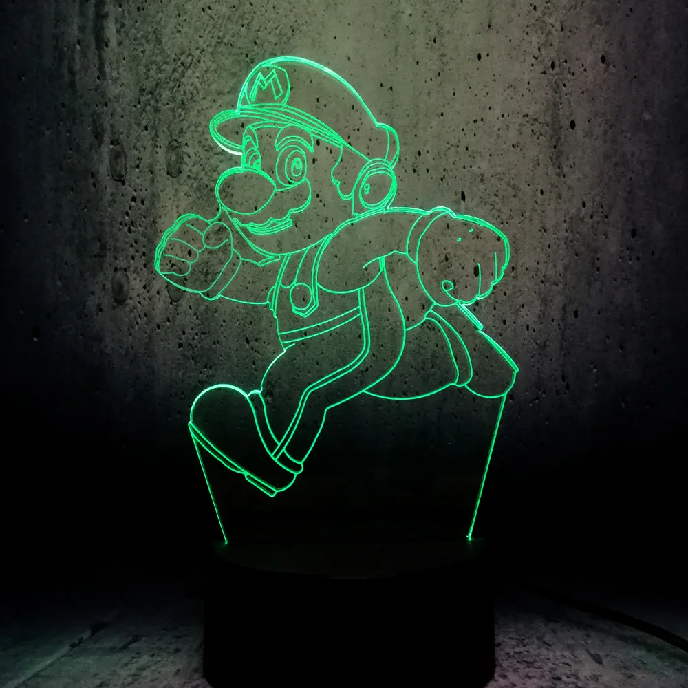 Классическая игра Супер Марио 3D LED USB лампа для бега мальчика акриловая Новинка