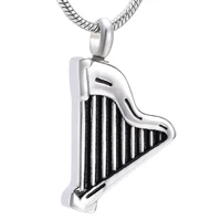 ijd9969 harp stainless steel cremation pendant ashes necklace for women keepsake memorial urn jewelry free engraving