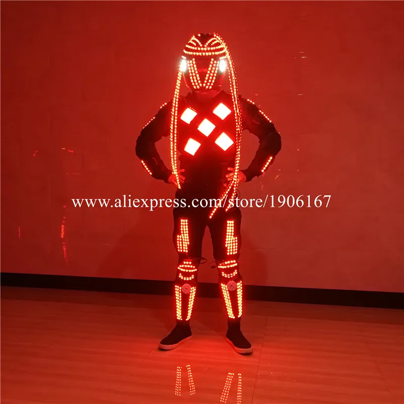 

Colorful Led Luminous Dance Robot Suit Illuminated Growing Light Up Ballroom Costume Stage Perform Led Flashing Helmet Clothes