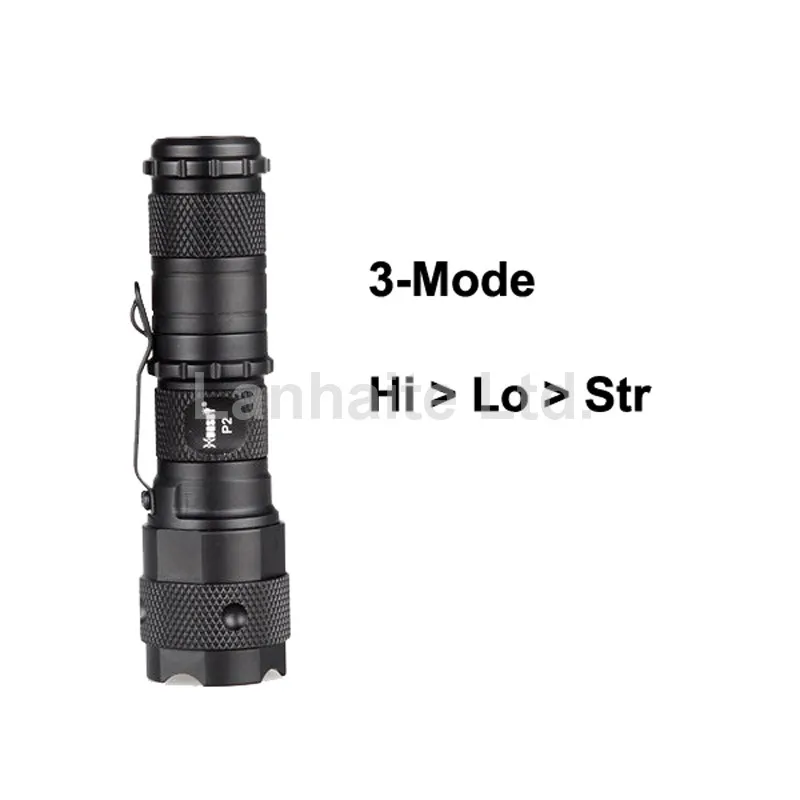 Hugsby P2 Cree XR E Q5 230 люмен 3 режимный светодиодный фонарик черный (1xAA/1xCR123 /