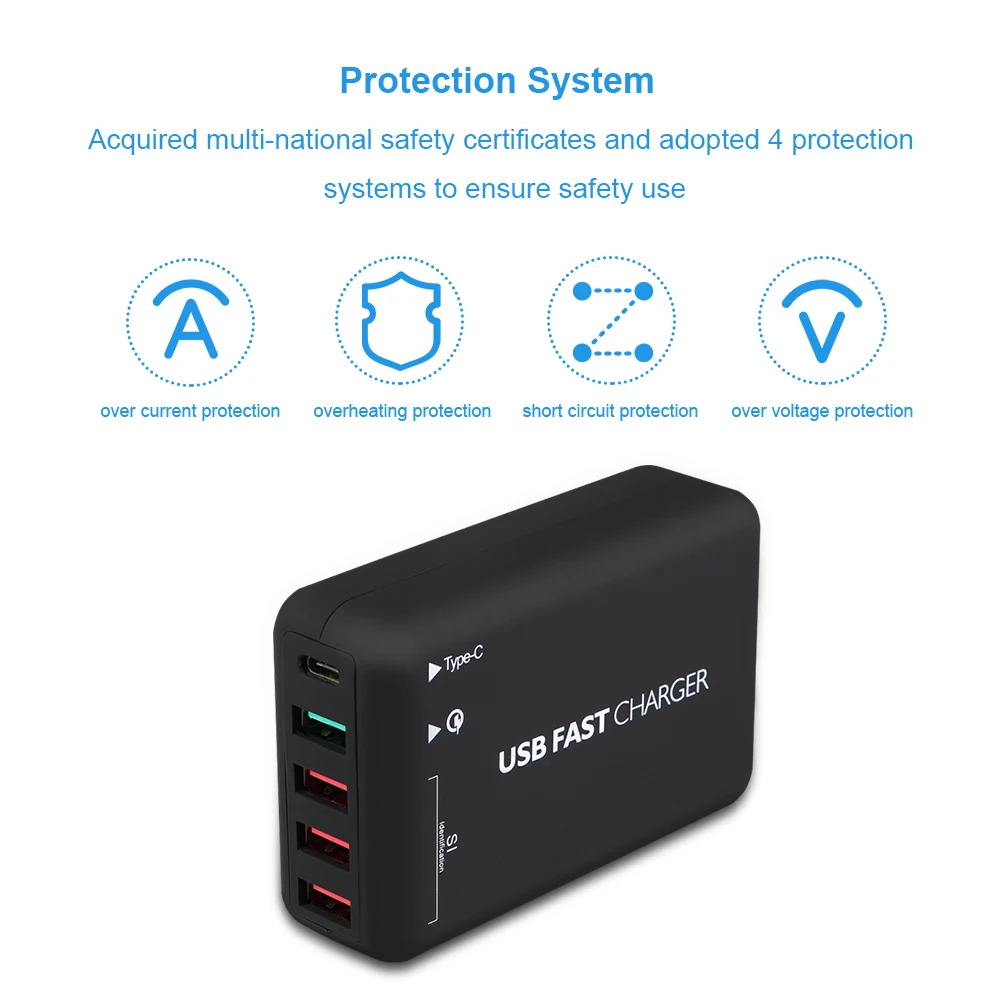 USB 3 0 концентраторы Быстрая зарядка 5 портов 6A USB3.0 настольное зарядное устройство