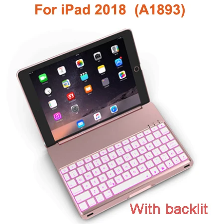 Rose with backlit Witsp@ d роскошный Bluetooth чехол для клавиатуры для iPad Air 2, беспроводная клавиатура для нового iPad, светодиодный подсветка+ алюминиевый корпус - Цвет: Rose with backlit