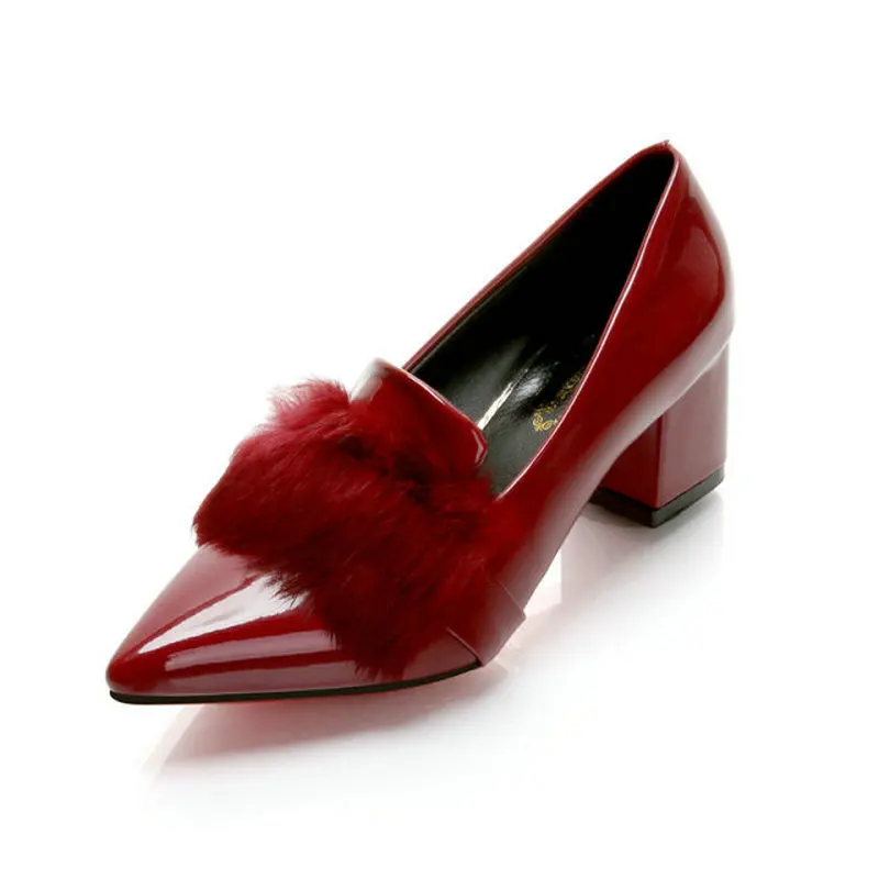 Размеры 34–39 Новинка 2017 года Кролик Мех дамы Насосы модные Удобная Демисезонная