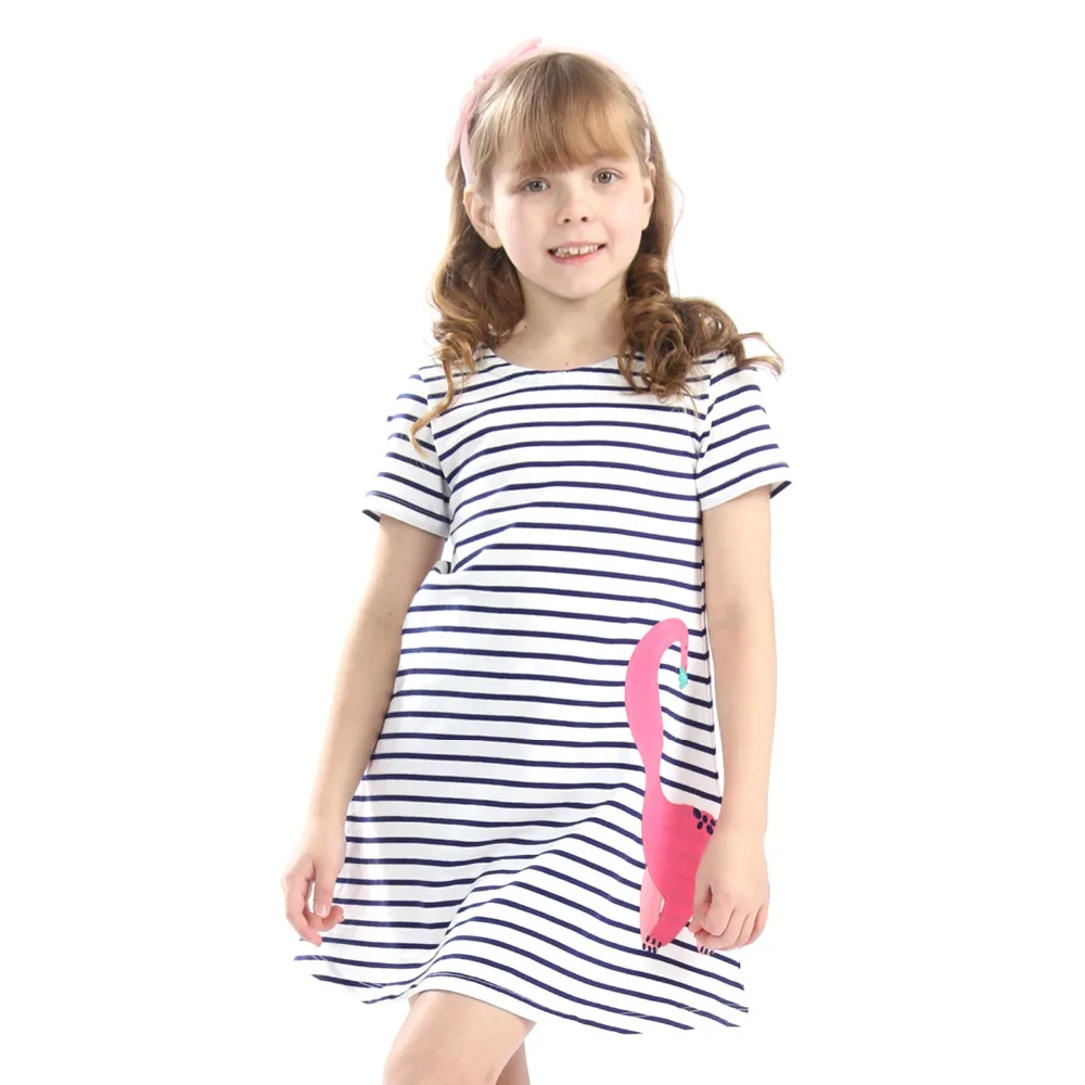 Girls Summer Dress 2018 Brand Striped Cotton Baby Unicorn Princess Costume Children Vestidos Kids Dresses for | Детская одежда и