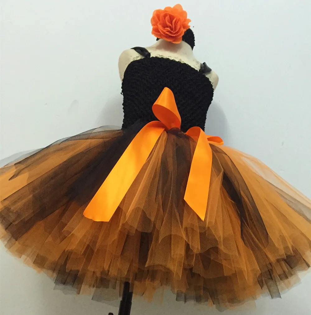 Autumn Pumpkin Tutu Dress Orange Green Flower Princess Kids Halloween Costumes For Girls Fancy Tulle Party Clothes | Тематическая