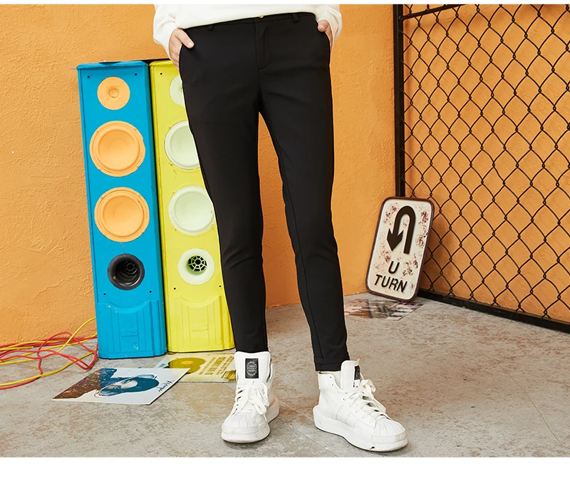 SEMIR, женские брюки,, зимние, узкие, повседневные, женские, Стрейчевые брюки, черные, девять cent, модные, крутые