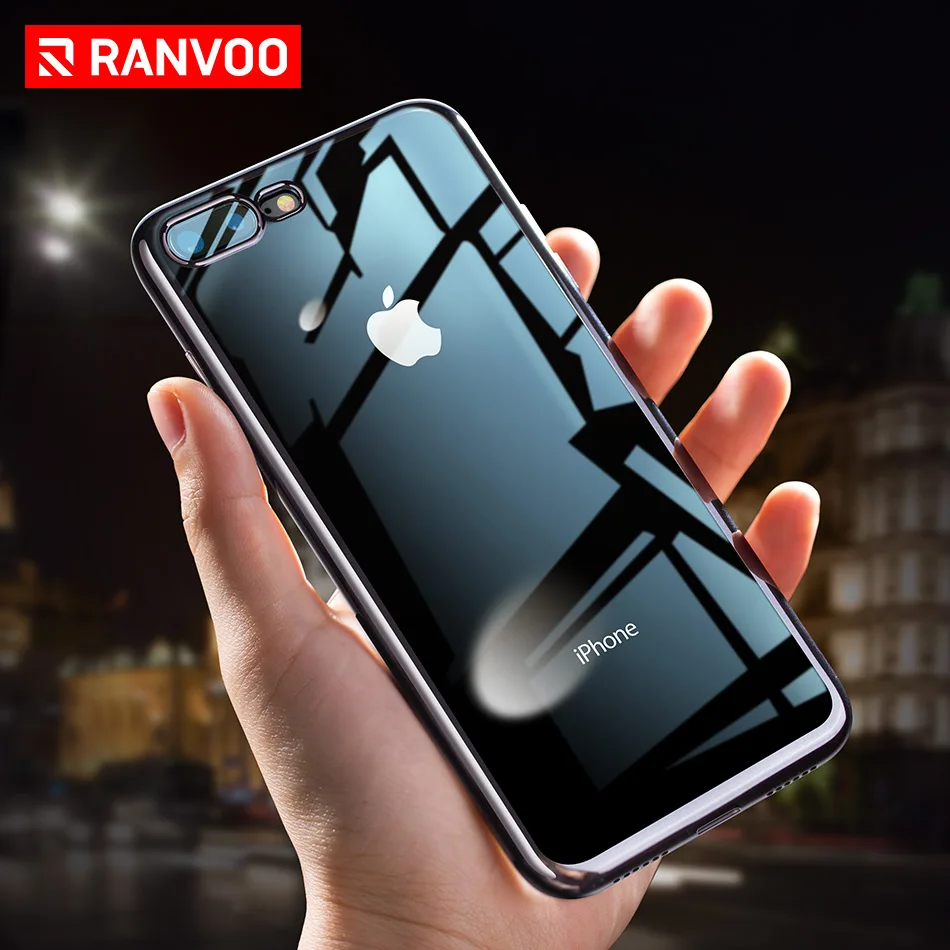 RANVOO чехол для iPhone X 7 8 plus плюс мягкая TPU прозрачный покрытие Сияющий Full Cover плюс| |