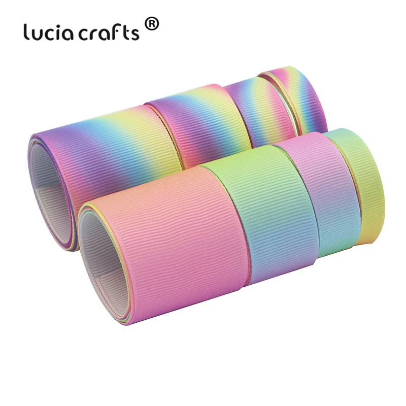 Lucia crafts 5yards 10/15/25/40mm Gradient color Grosgrain Ribbons Bow Handcraft DIY Sewing Garment Wrapping Material S0302 |