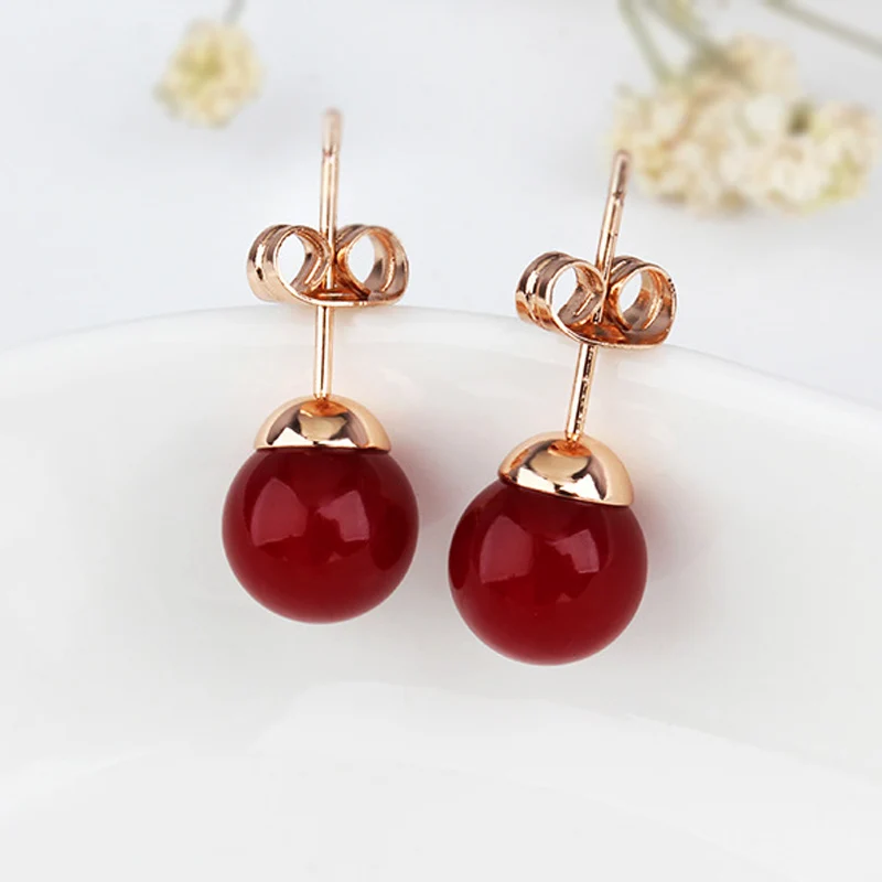 MOONROCY,, модные серьги с кристаллами, опт, розовое золото, цвет красный, шампань, имитация жемчуга, серьги, подарок для женщин